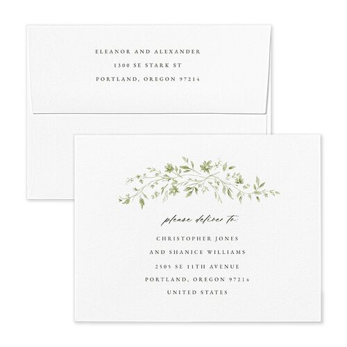 Timeless Floral Thank You Card Envelopes White Thyme Both Recipient and Return Addresses Signature Standard