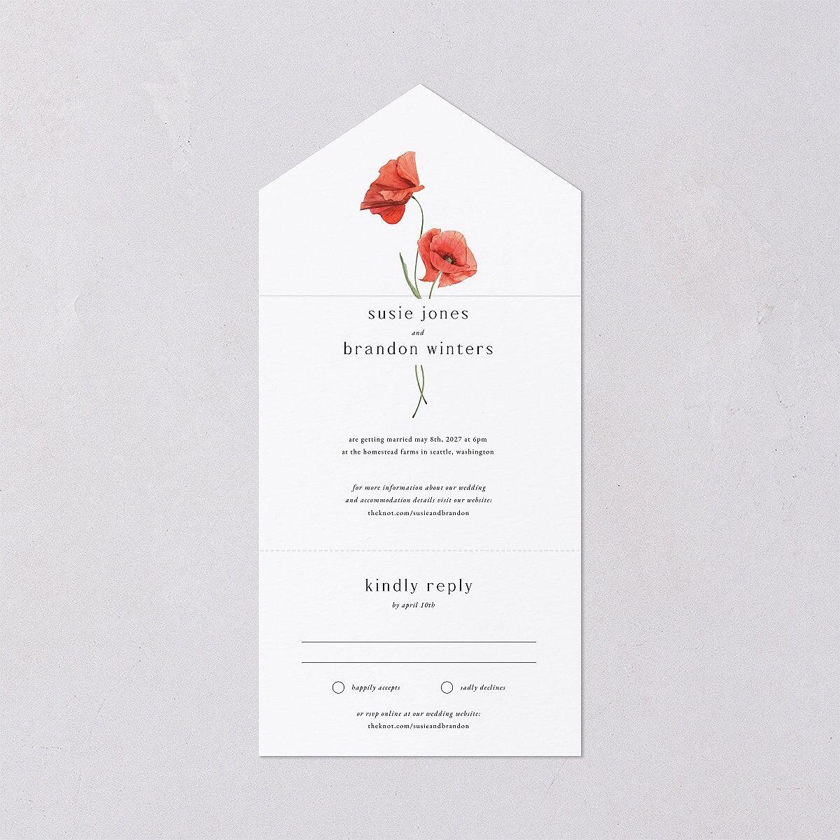Wild Poppies All-in-One Wedding Invitations — view 1