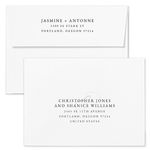 Romantic Roses Save The Date Card Envelopes White Pastel Blue Both Recipient and Return Addresses Signature Standard