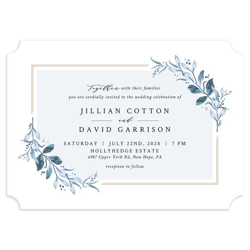 Classic Greenery Wedding Invitations Ocean Signature Blank No Ticket