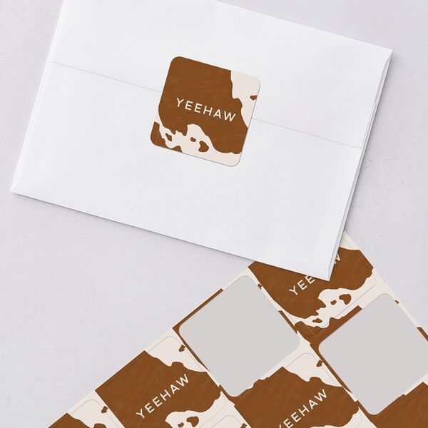 Western Denim Wedding Stickers Champagne Soft Square