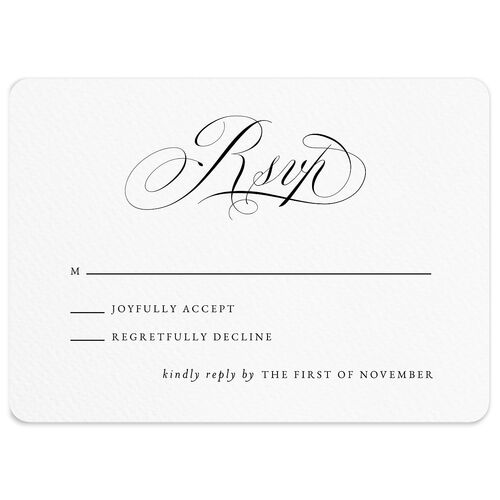 Exquisite Calligraphy Wedding Response Cards Pure White Signature Rounded