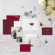 Beloved Union Save The Date Cards Merlot Signature smooth Blank No