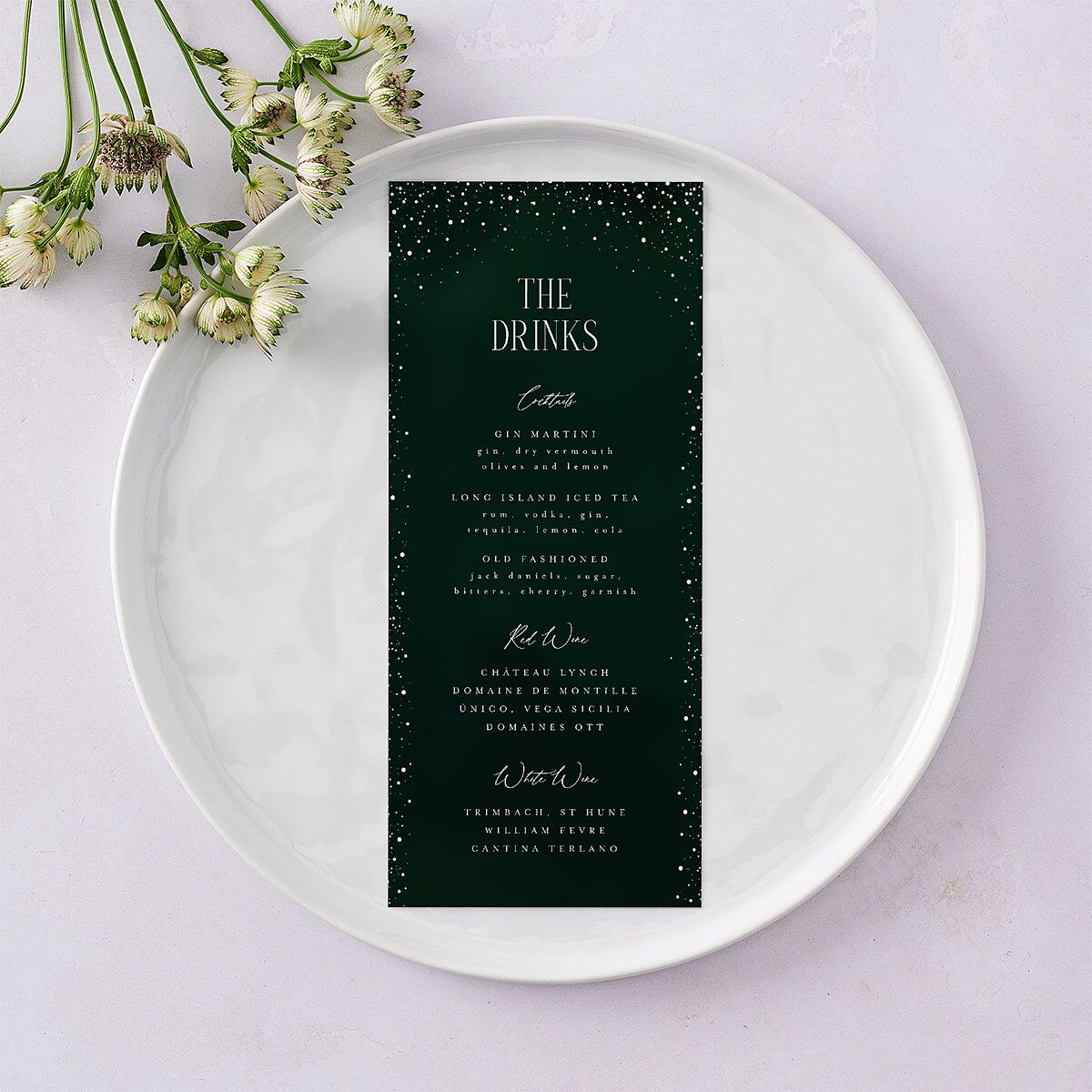 Sparkling Night Menus Dark Green Signature