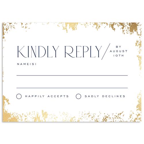 Metallic Edge Wedding Response Cards Gold Navy Signature