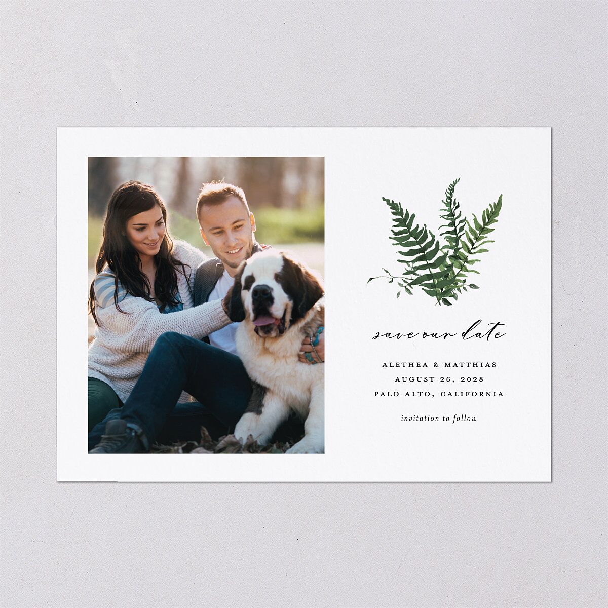 Woodsy Ferns Save The Date Cards Scottish Green Signature smooth Blank No