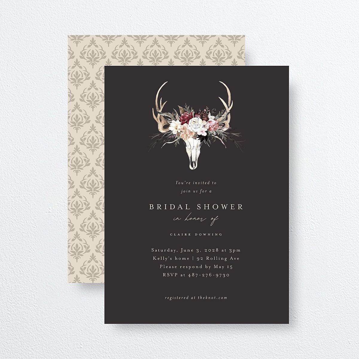 Gothic Antlers Bridal Shower Invitations — view 1