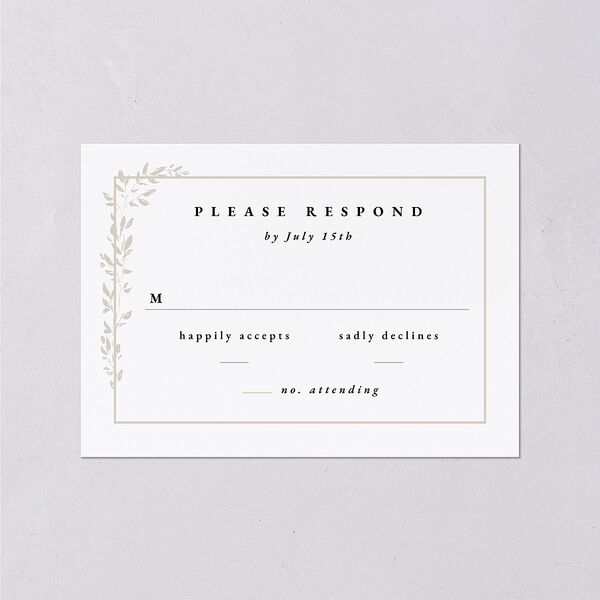 Dainty Frame Wedding Response Cards Pure White Signature