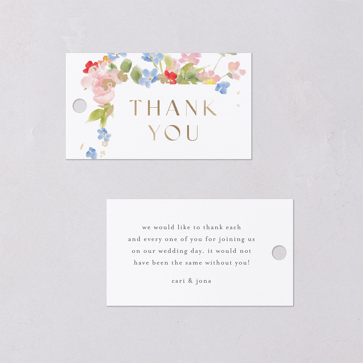 Scattered Blossoms Favor Gift Tags Gold Pastel Blue Signature