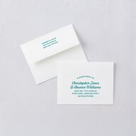 Illustrated Retro Coastal Beach Save the Date Petite Card Envelopes White Turquoise Both Recipient and Return Addresses Signature Standard