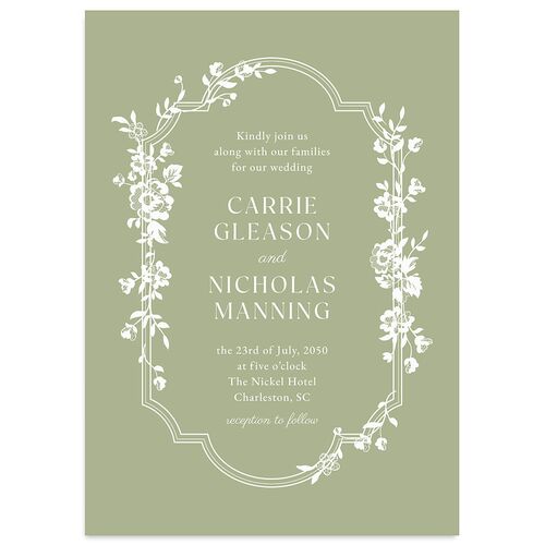 Fairytale Lace Floral Frame Wedding Invitations Moss Signature Blank No Standard