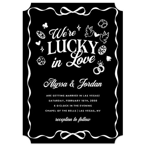 Hand Drawn Las Vegas Hearts Wedding Invitations Midnight Signature Blank No Ticket