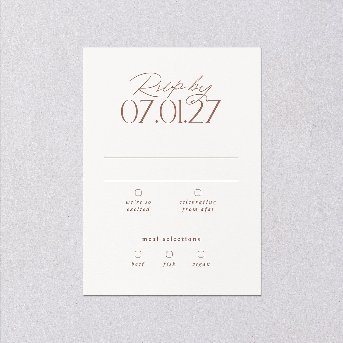 Striking Scene Wedding Response Cards Dusty Rose Signature Standard
