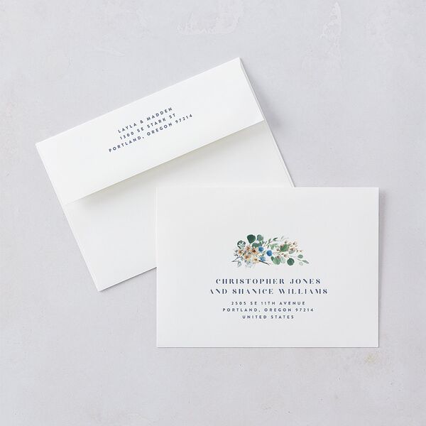 Rustic Greenery Save The Date Cards Cornflower Signature smooth Blank No Standard