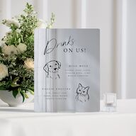 Drinks On Us Pet Drawings Mirrored Acrylic Tabletop Sign Small Pure White Mirrored Acrylic S Tabletop Table Standard