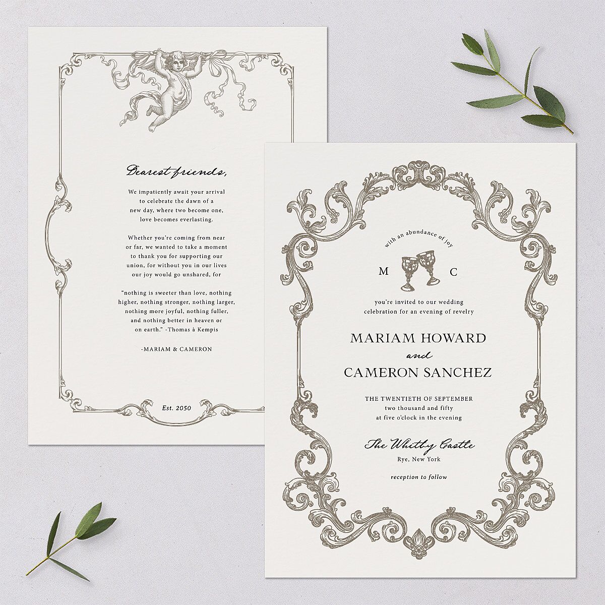 Romantic Fantasy Wedding Invitations Champagne Signature Blank No Standard