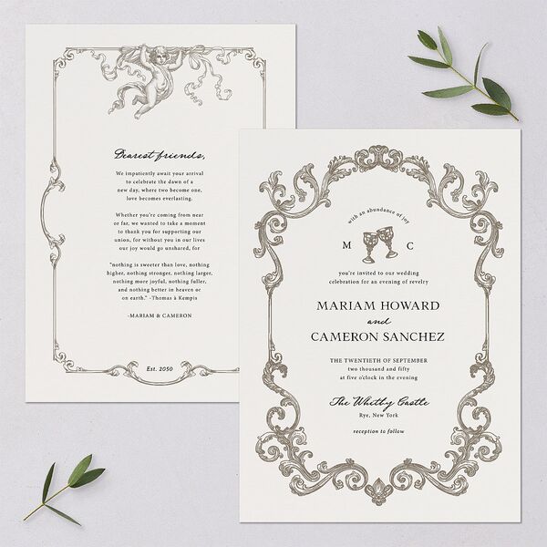 Romantic Fantasy Wedding Invitations Champagne Signature Blank No Standard