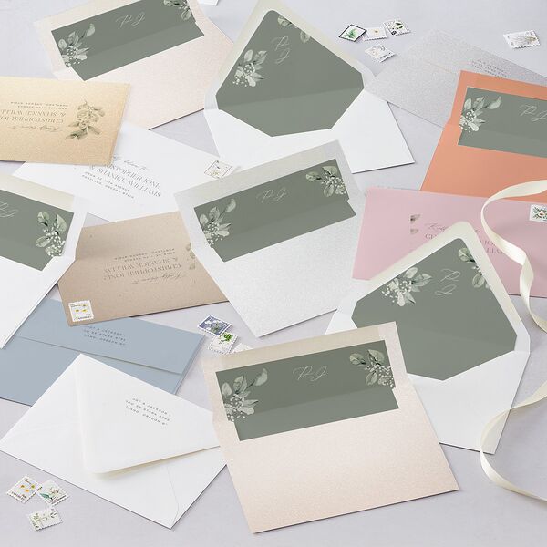 Elegant Pastel Floral Envelope Liners Pure White Standard