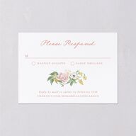Maximalist Floral Crest Wedding Response Cards Pink Cotton Signature Standard
