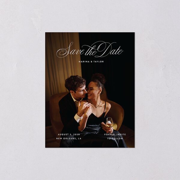 Vintage Classic Photo Save the Date Petite Cards Midnight Signature smooth Blank No Standard
