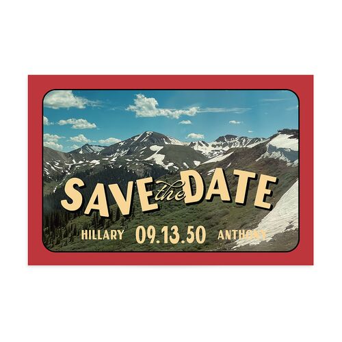 Retro Destination Postcard Inspired Save the Date Postcards Red Clay