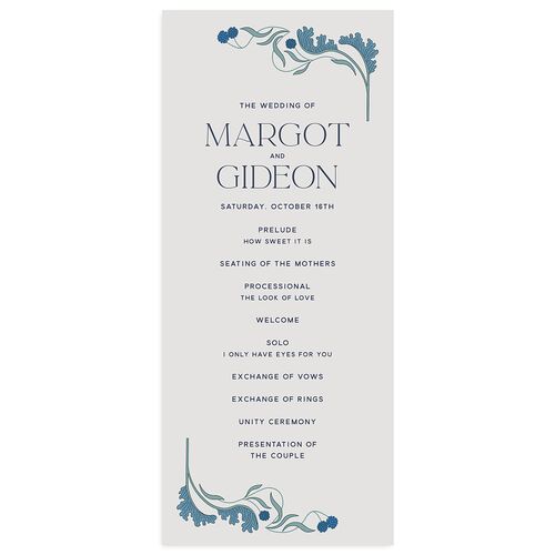 Climbing Leaves Wedding Programs Midnight Navy Signature