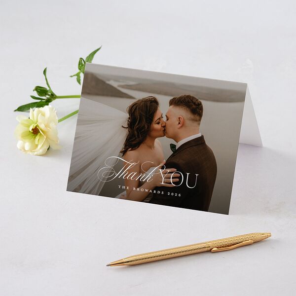 Meet the Newlyweds Thank You Cards Burgundy