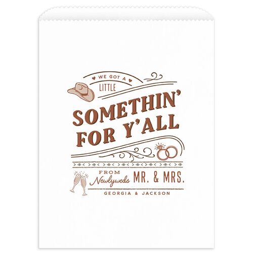 Western I Do BBQ Favor Bags White Saddle Wax-Lined Food Safe Paper