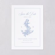 Coastal Oysters and Anchors Save the Date Cards Sea Blue Signature smooth Blank No Standard