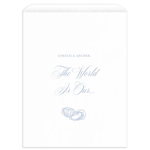 Coastal Oysters and Anchors Wedding Day Paper Favor Bags White Sea Blue Wax-Lined Food Safe Paper