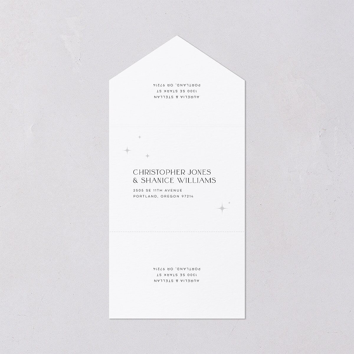 Starry Photo All-in-One Wedding Invitations Midnight Signature Light Both Recipient and Return Addresses No