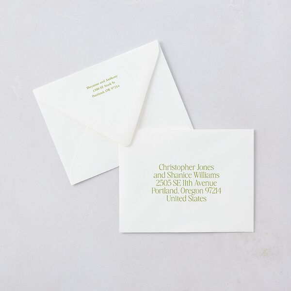 Modern Editorial Wedding Date Save the Date Petite Card Euro Envelopes White Meadow Both Recipient and Return Addresses Luxe Signature