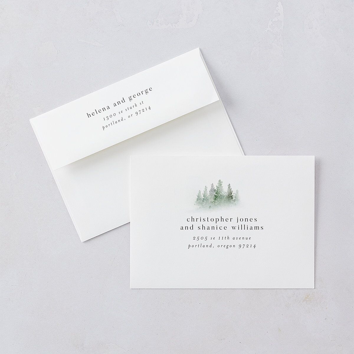 Mountain Mist Rehearsal Dinner Invitation Envelopes — view 1
