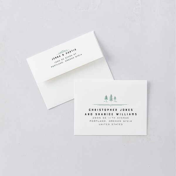 Iconic Mountain Save The Date Magnets Dark Green Magnet Paper