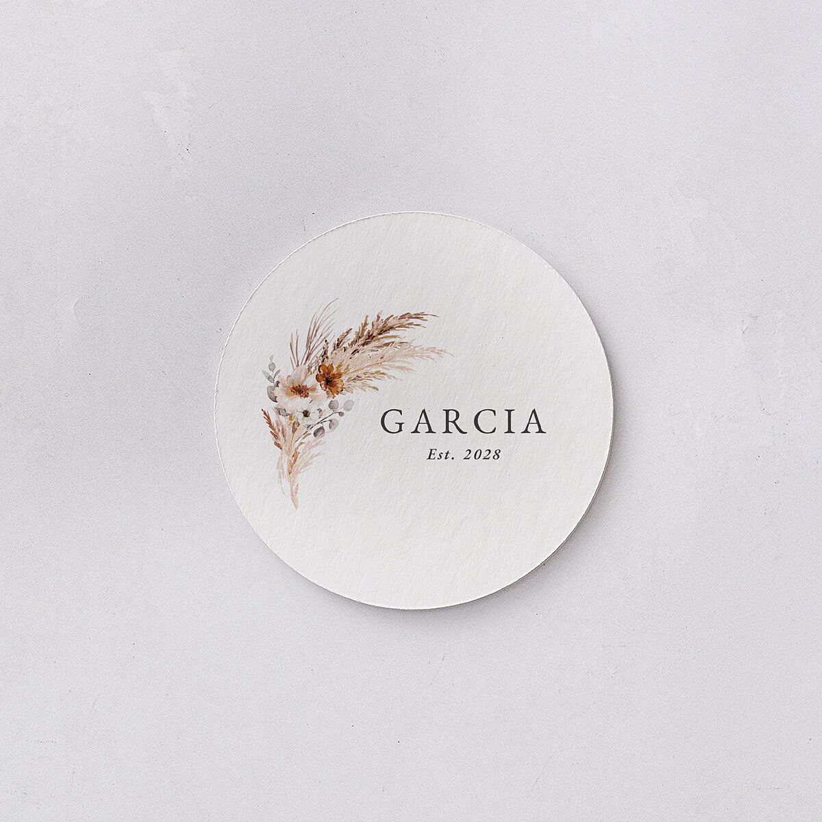 Bohemian Floral Hoop Coasters Camel Cardboard Circle
