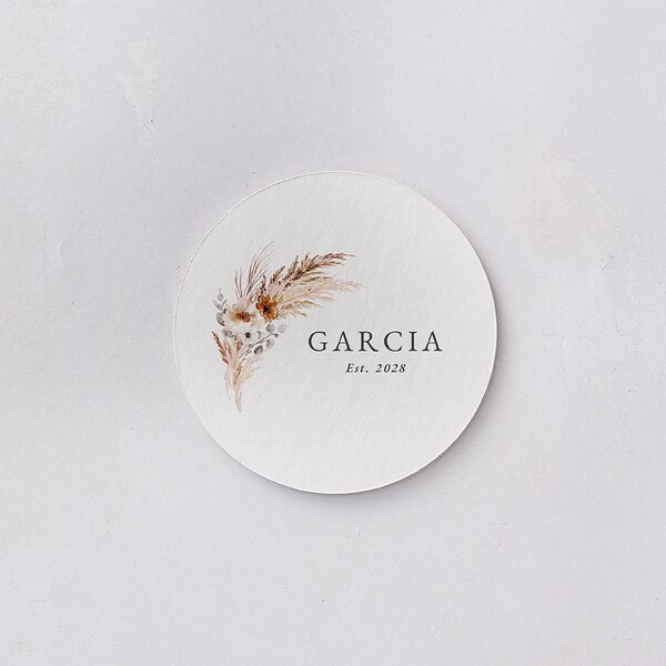 Bohemian Floral Hoop Coasters Camel Cardboard Circle
