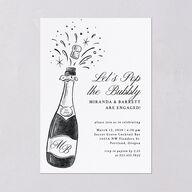 Hand Drawn Champagne Engagement Party Invitations Pure White Signature Blank Standard