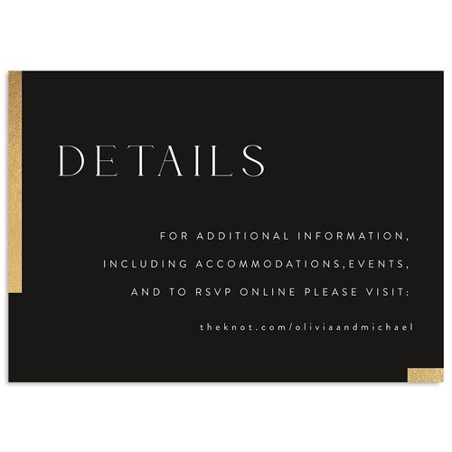 Bar Accent Wedding Event Detail Cards Gold Midnight Signature Standard