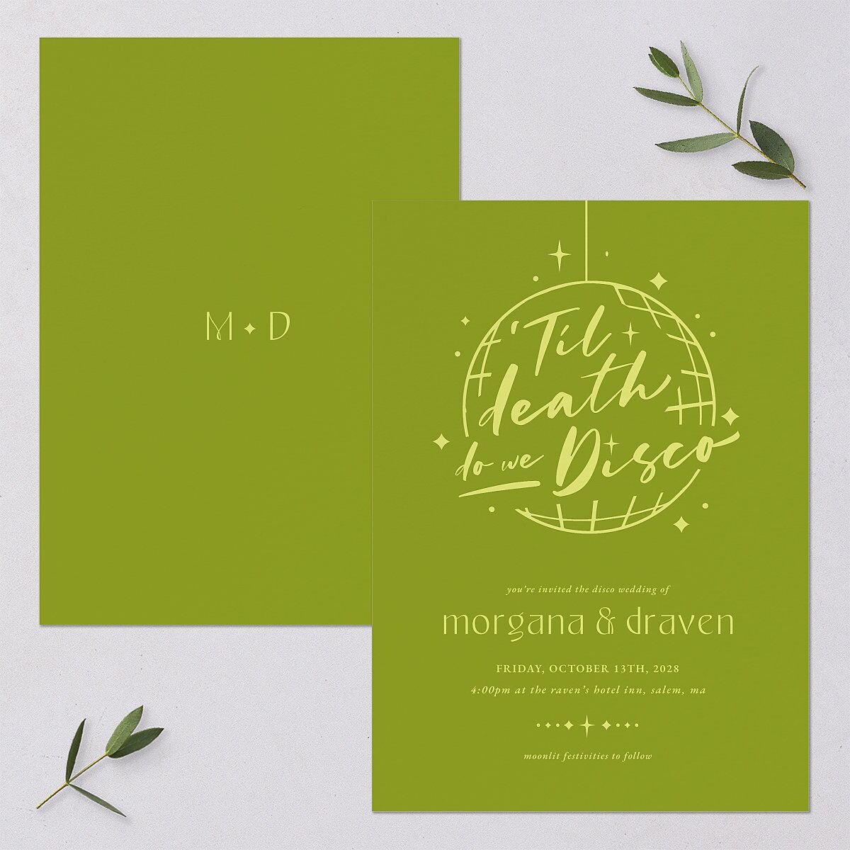 Til Death Do We Disco Wedding Invitations Pear Signature Blank No Standard
