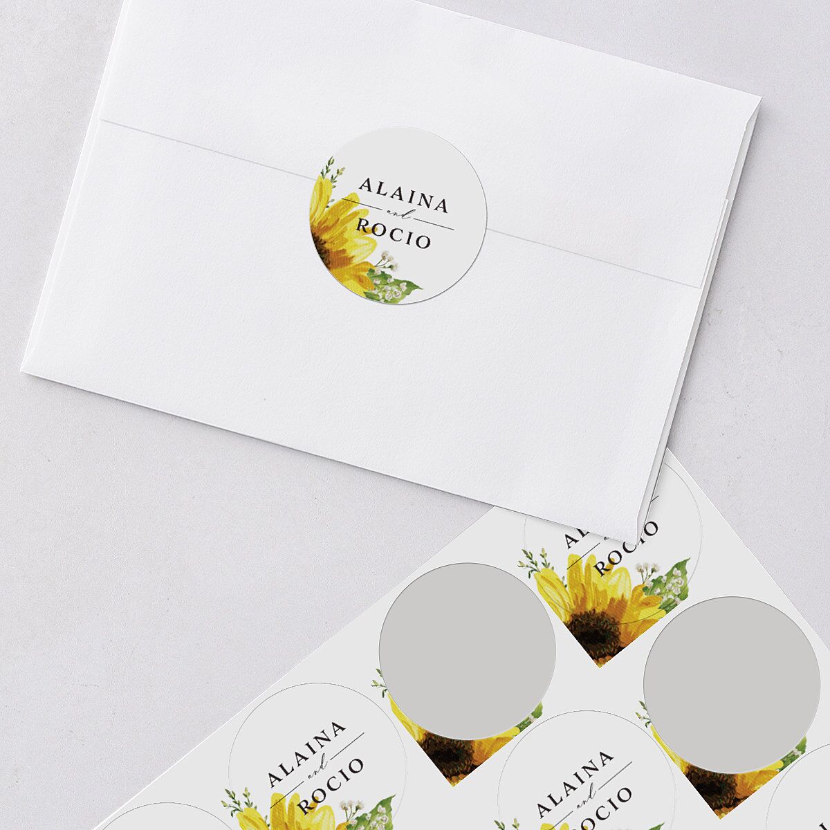 Rustic Sunflower Wedding Stickers Solar Power Sticker