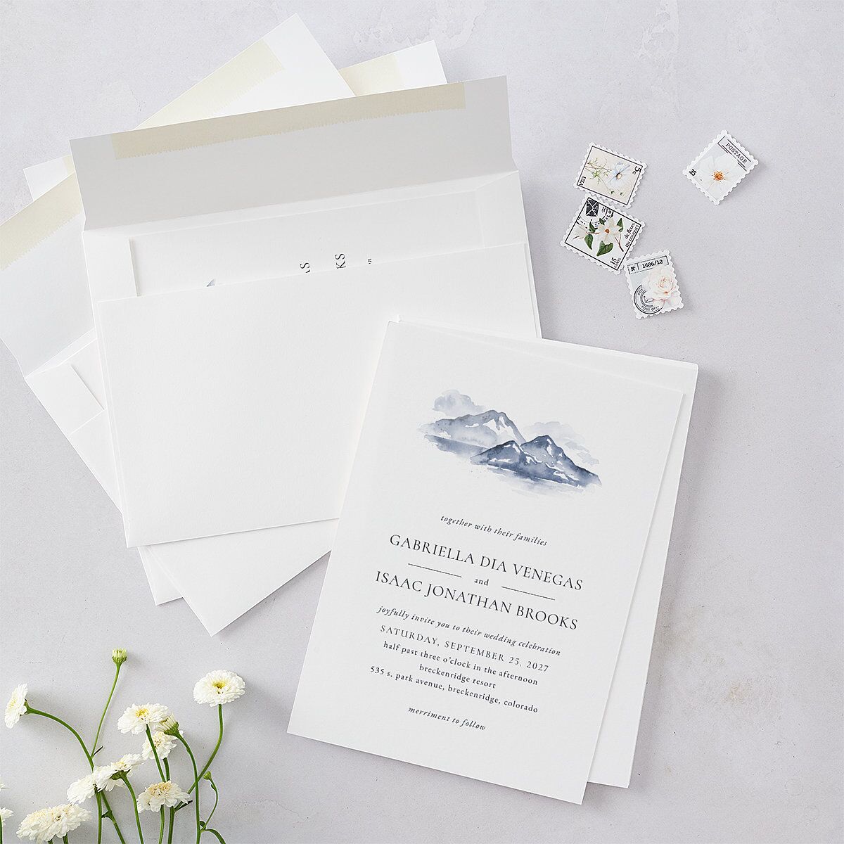 Watercolor Mountains Wedding Invitations — view 4
