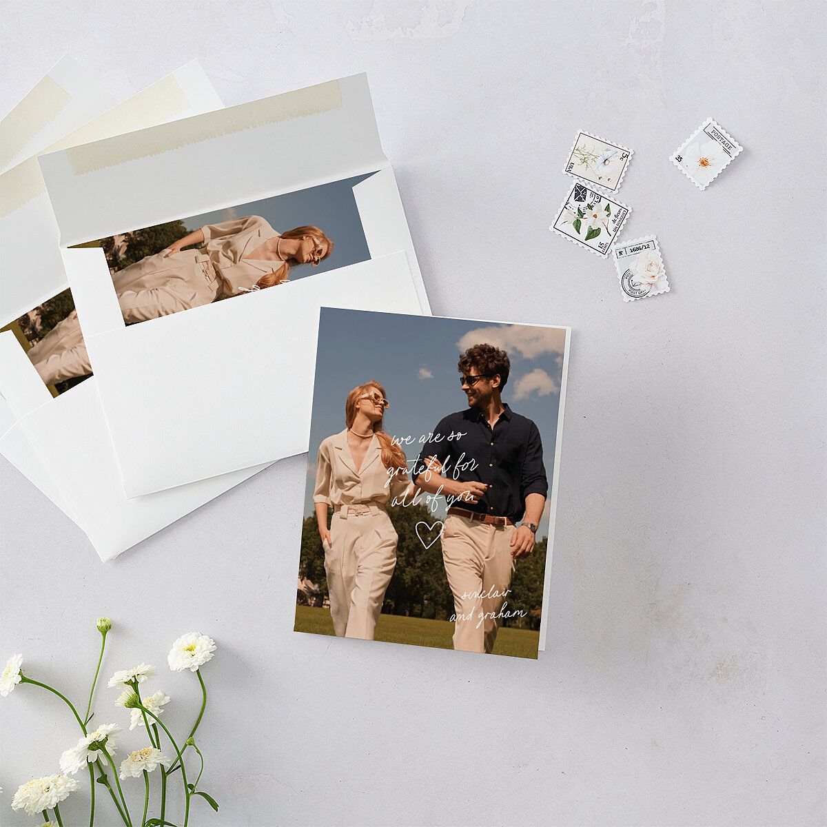 Sunny Day Modern Script Thank You Cards Pure White