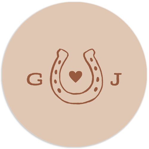 Western I Do BBQ Wedding Stickers Saddle Circle