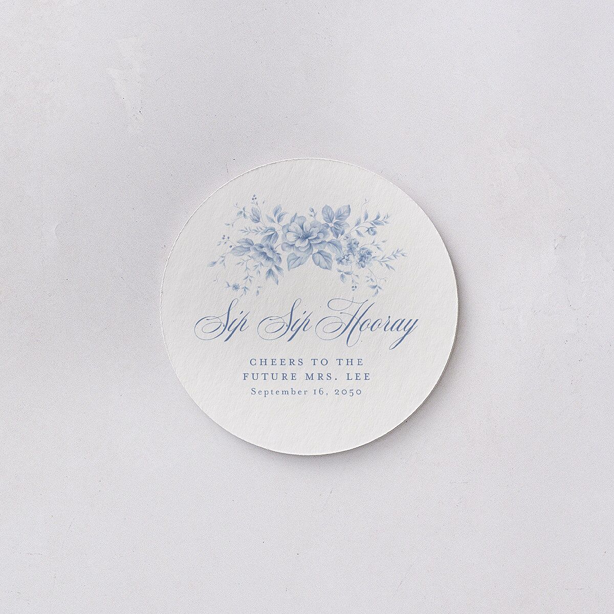 Vintage Florals Bridal Shower Wedding Day Coasters Regency Blue Cardboard Circle