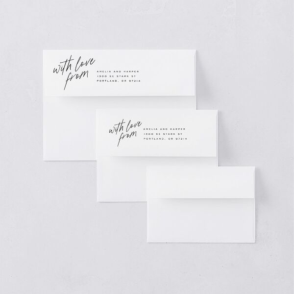 You Are Mine Wedding Invitation Envelopes White Pure White Both Recipient and Return Addresses Standard Signature