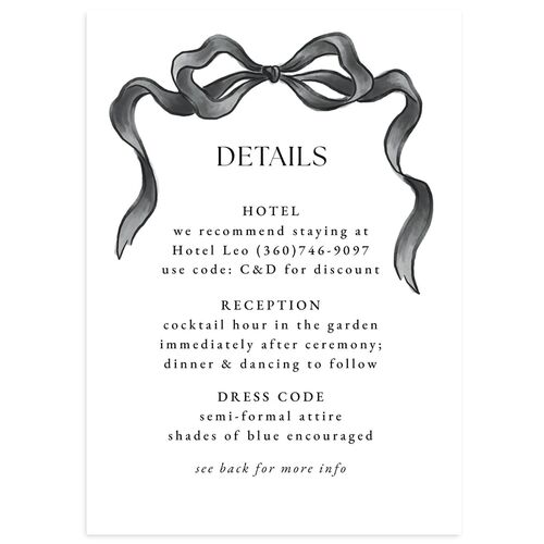 Vintage Bow Wedding Enclosure Cards Licorice Signature Standard