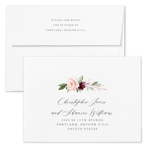 Beloved Floral Wedding Invitation Envelopes Blue Dark Berry Return Address Standard Signature