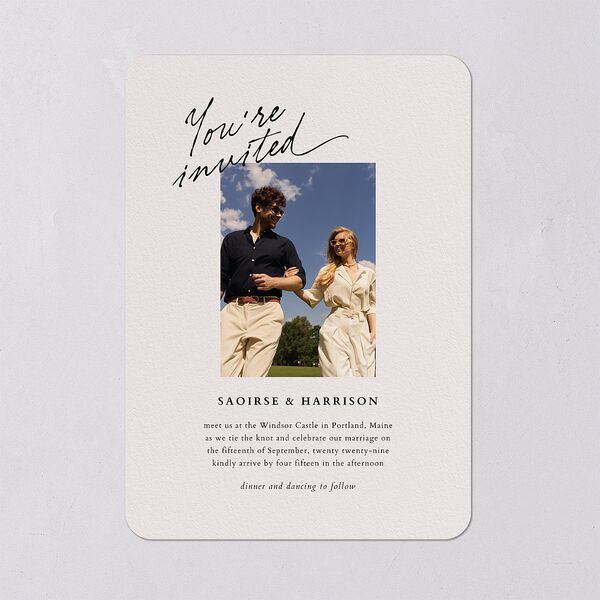 Elegant Editorial Page Wedding Invitations Champagne Signature Blank No Rounded