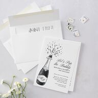 Hand Drawn Champagne Engagement Party Invitations Pure White Signature Blank Standard