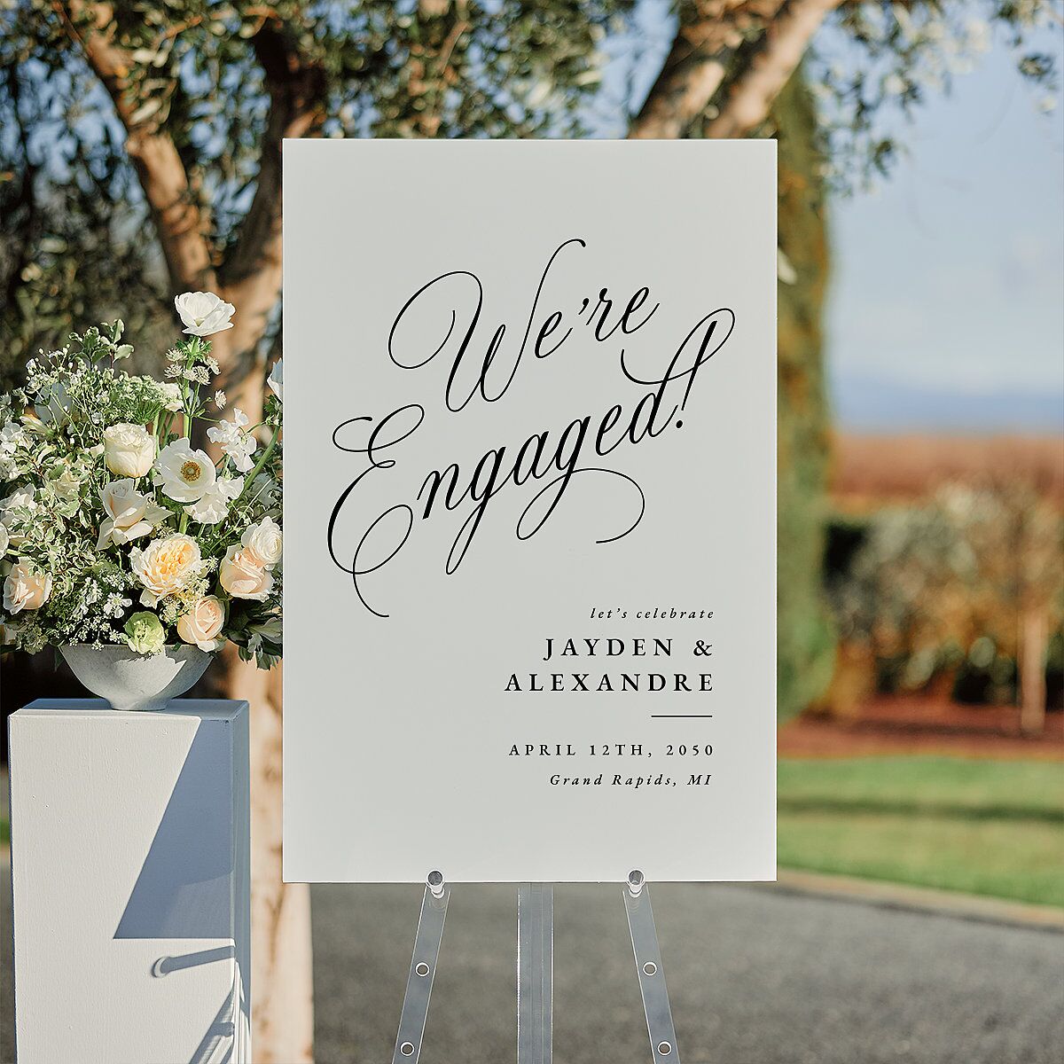 Elegant Engagement Party Calligraphy Standard Welcome Sign Large Champagne Standard Indoor Foam Core L Welcome
